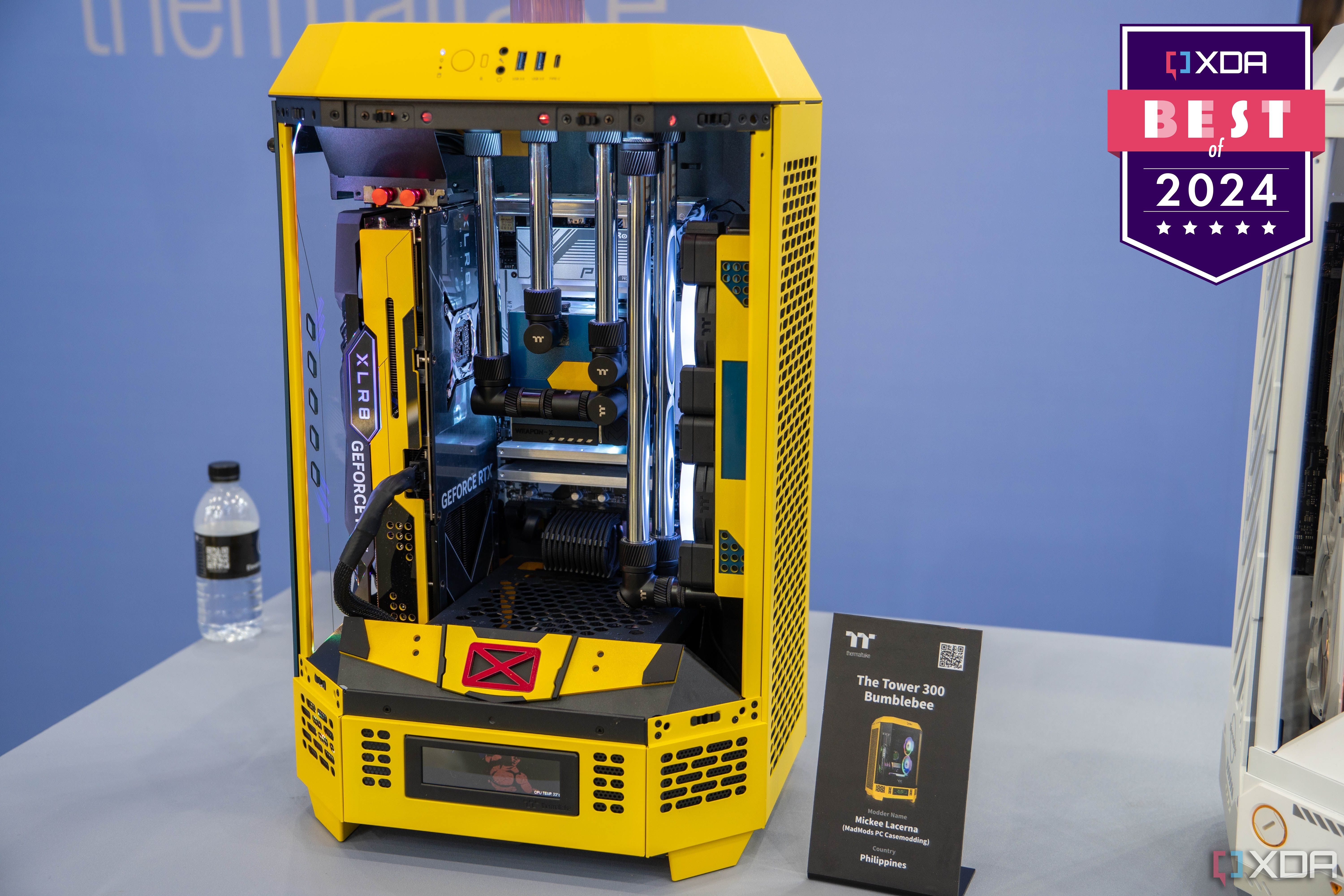 Thermaltake Tower 300 in BUmblebee colorway with a badge reading XDA Best of 2024