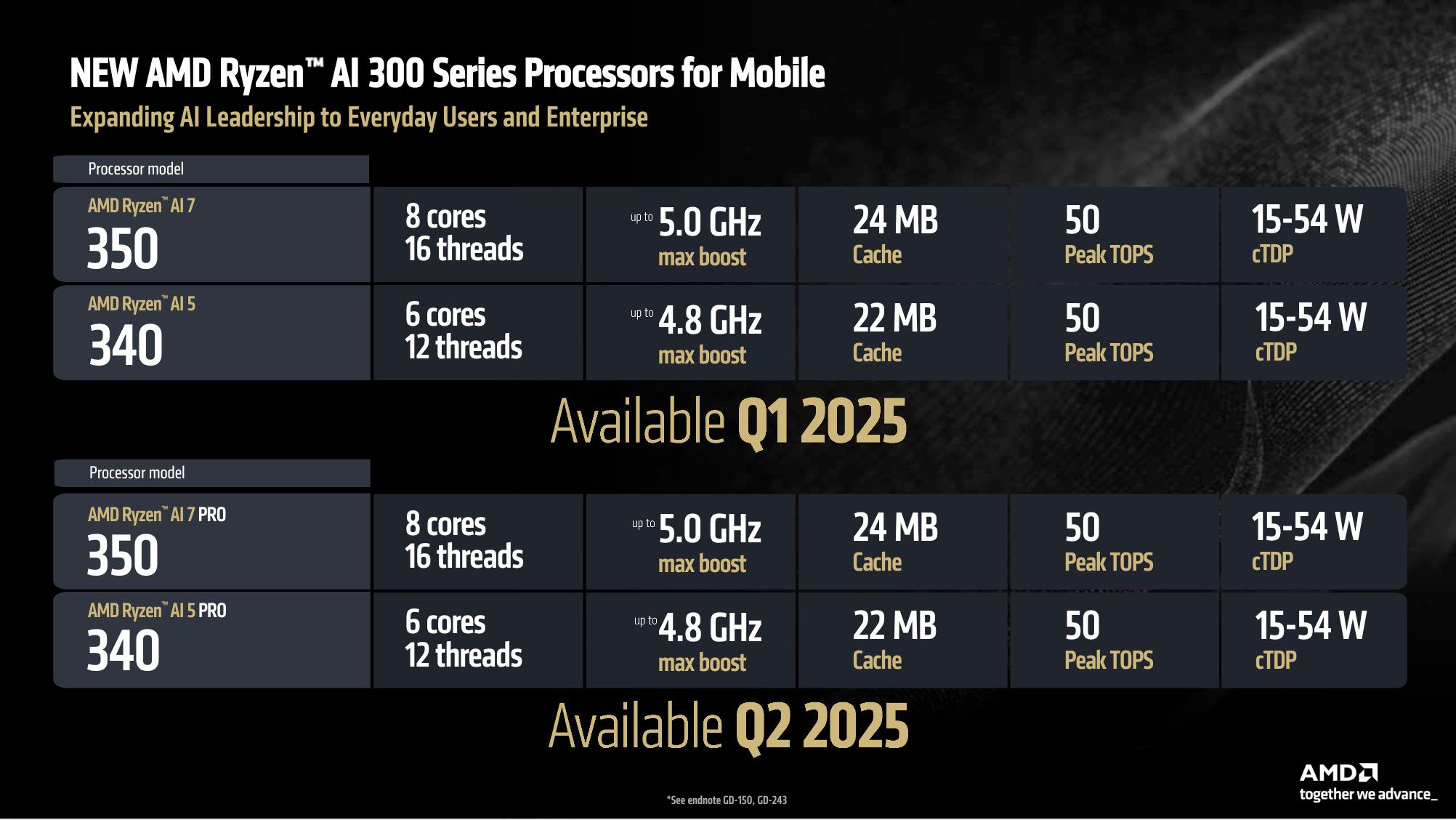 AMD Ryzen AI 300 SKUs