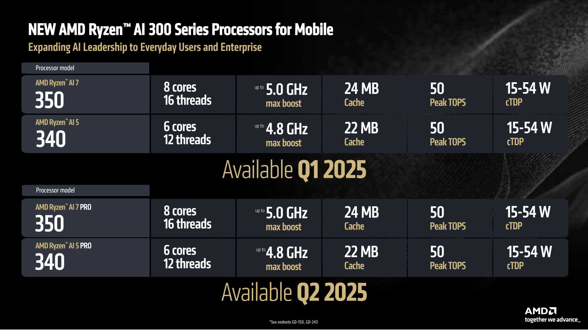 AMD Ryzen AI 300 SKUs