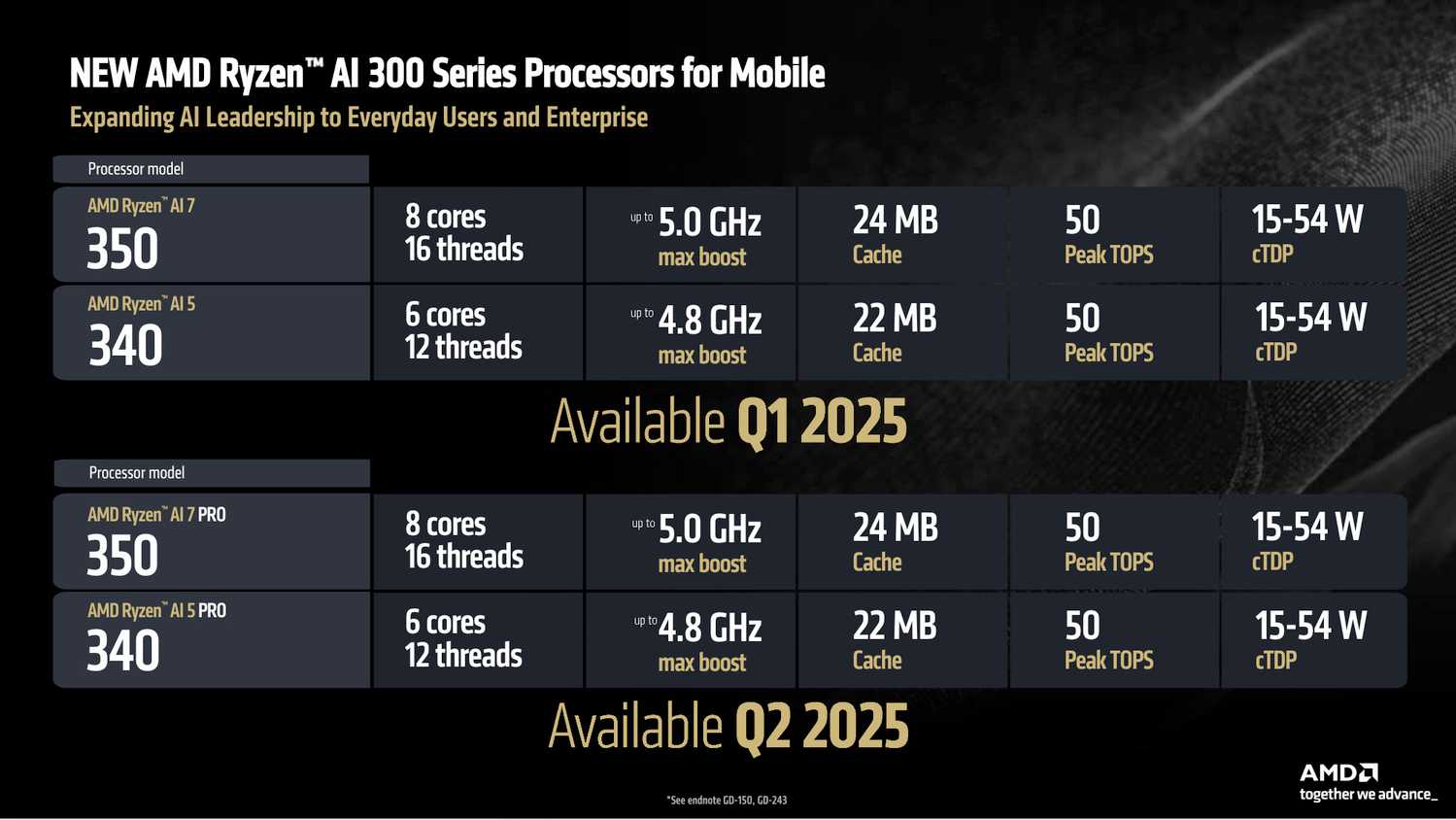 AMD Ryzen AI 300 SKUs