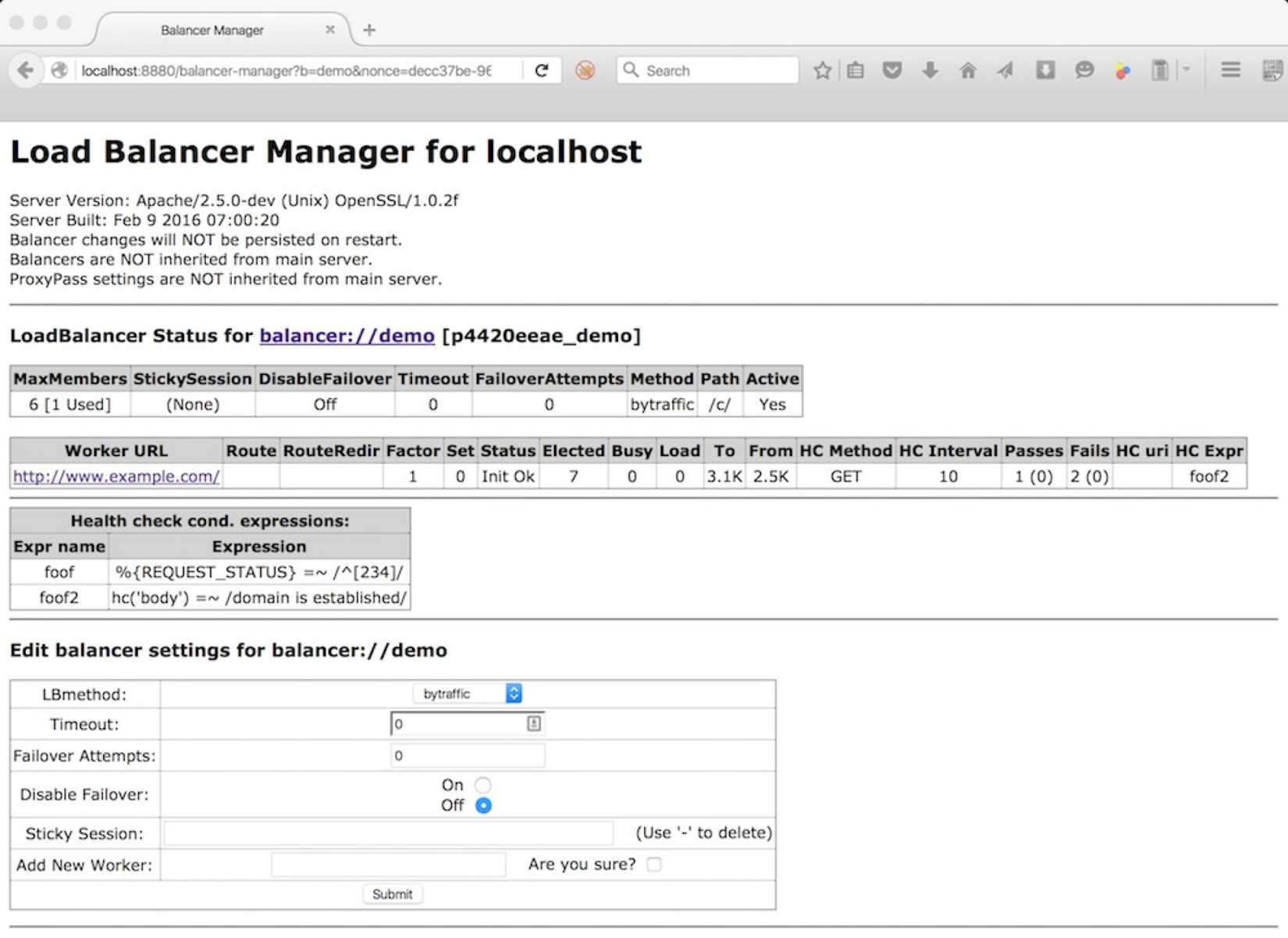 screenshot of apache server being used as reverse proxy