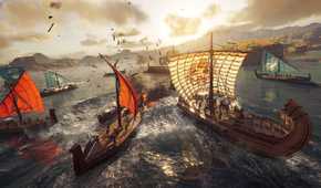 Two ships in a naval battle