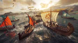 Two ships in a naval battle