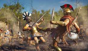 Alexios sparta-kicking an enemy