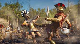 Alexios sparta-kicking an enemy