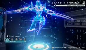 Screenshot of the Legatus terminal in Astral Chain showing the Sword Legion