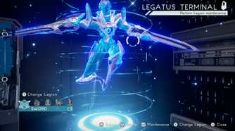 Screenshot of the Legatus terminal in Astral Chain showing the Sword Legion