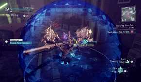 Screenshot of a fight sequence in Astral Chain for the Nintendo Switch
