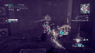 Screenshot of a fight sequence in Astral Chain for the Nintendo Switch