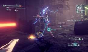 Screenshot of a fight sequence in Astral Chain for the Nintendo Switch