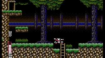 Screenshot of a sidescrolling segment in Blaster Master on the NES