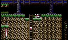 Screenshot of a sidescrolling segment in Blaster Master on the NES with the protagonist outside the tank