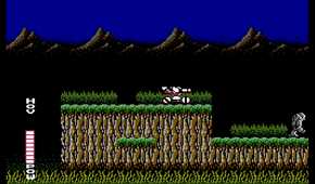 Screenshot of a sidescrolling segment in Blaster Master on the NES