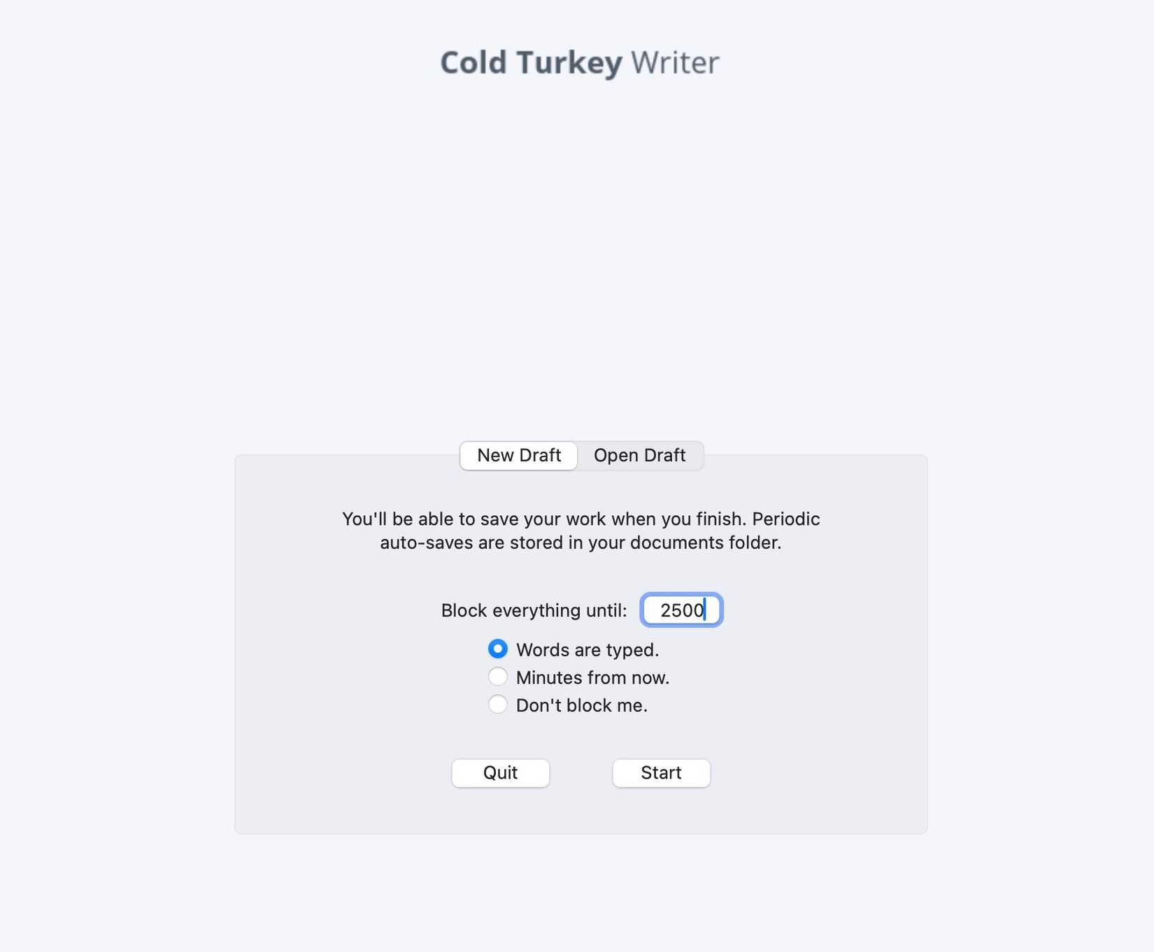 Cold Turkey Writer set word limit-1