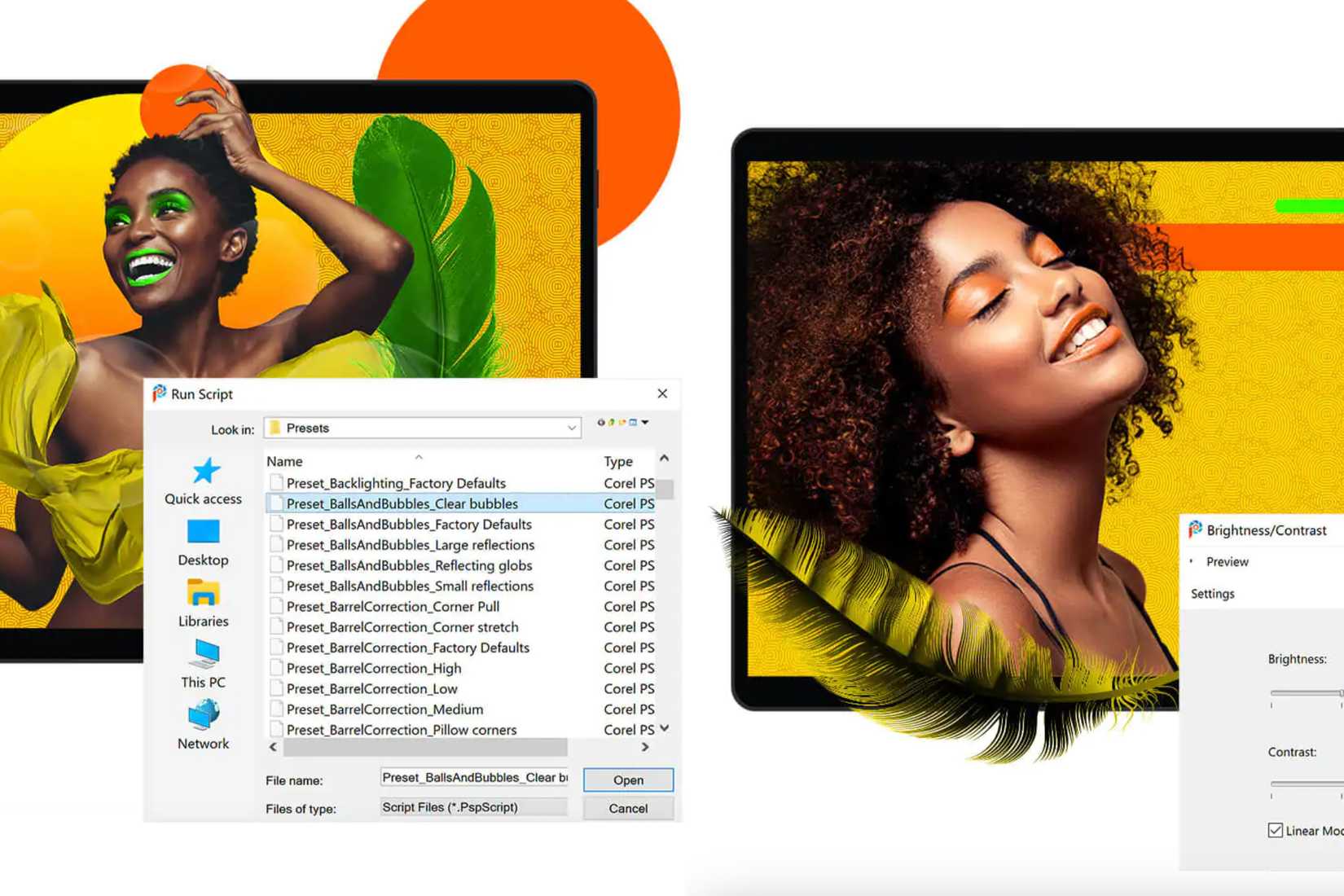 Collage of Corel PaintShopPro edited images and computer menus