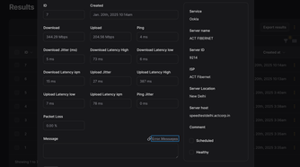 Detailed results in Speedtest Tracker