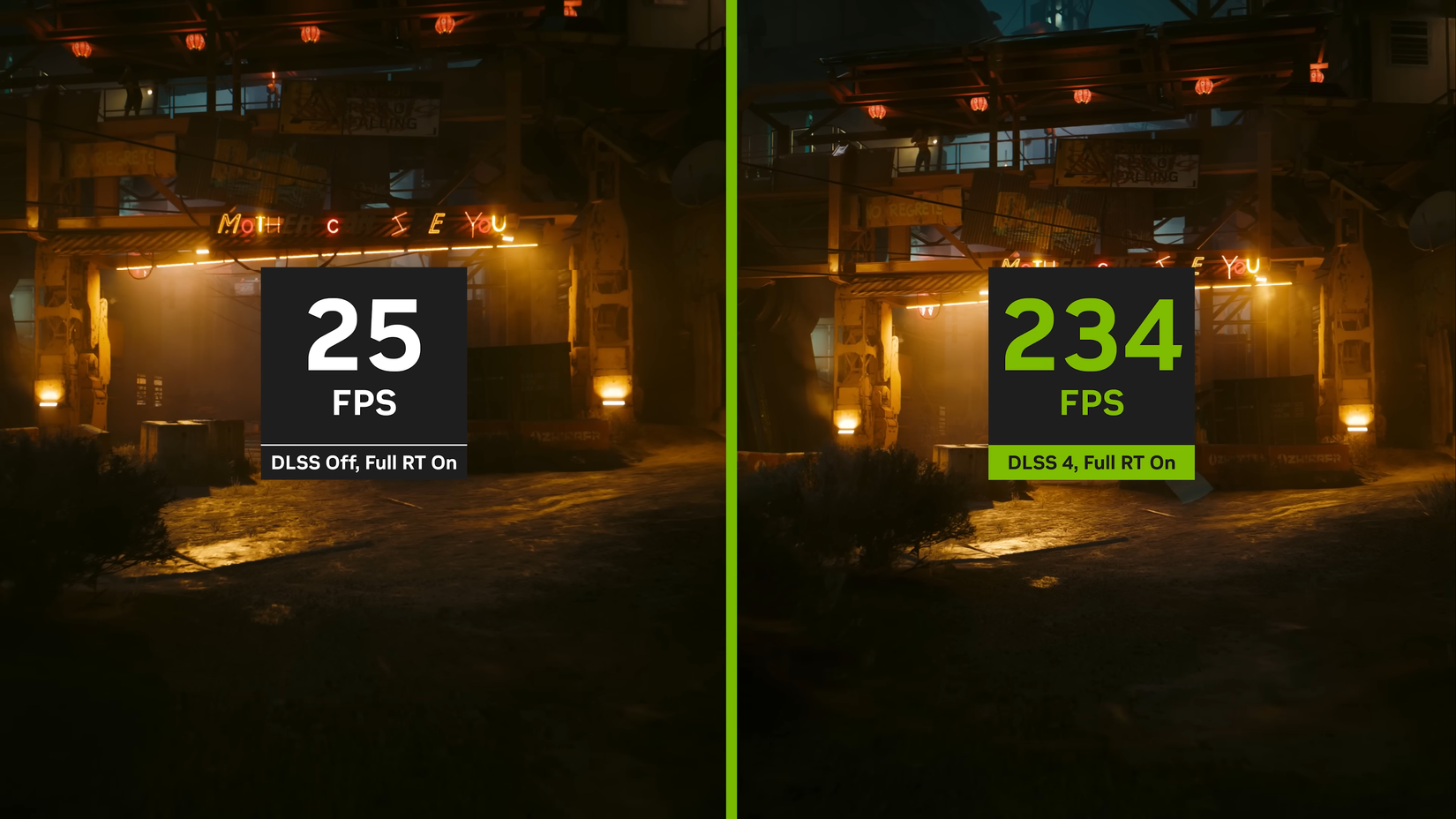 A comparison of gaming with and without DLSS 4