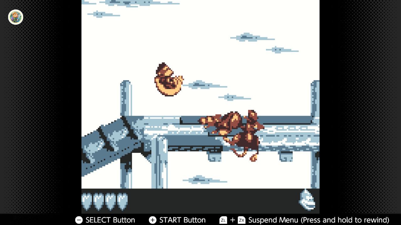 Screenshot of Donkey Kong Land 2 for the Game Boy played with the Game Boy Color filter on Nintendo Switch online