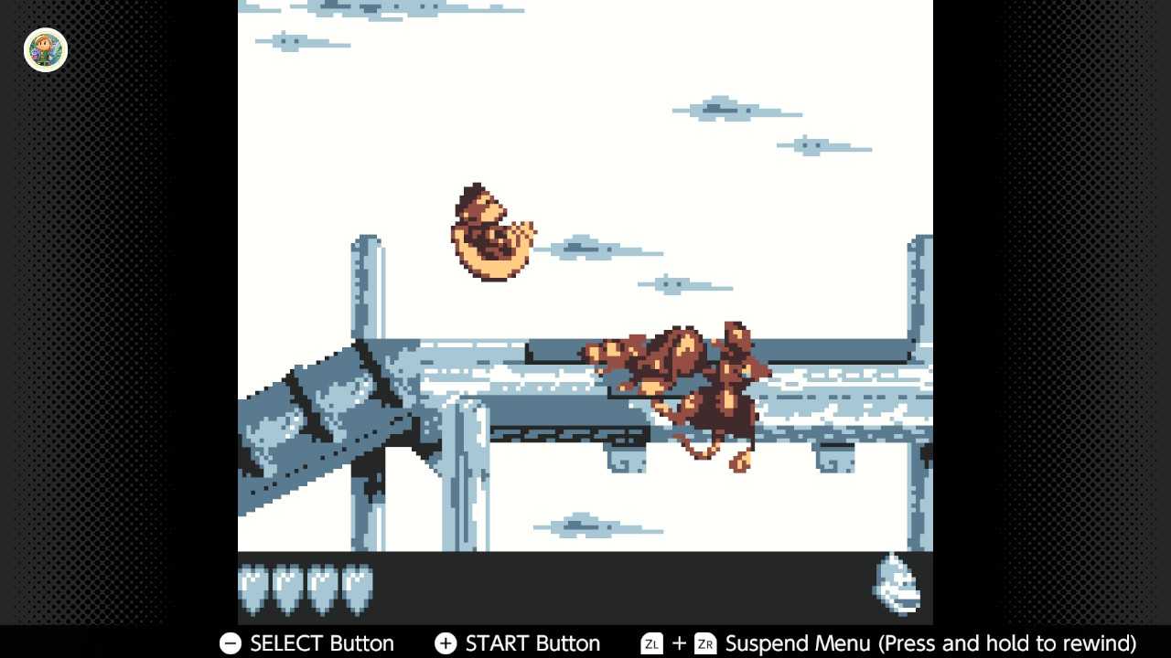 Screenshot of Donkey Kong Land 2 for the Game Boy played with the Game Boy Color filter on Nintendo Switch online