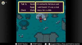 Screenshot of the player's village in Earthbound for the SNES captured on the Nintendo Switch Online app