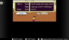 Screenshot of the player's home in Earthbound for the SNES captured on the Nintendo Switch Online app