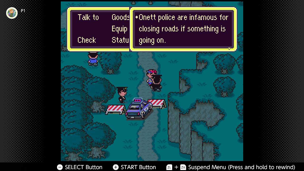 Screenshot of the player's village in Earthbound for the SNES captured on the Nintendo Switch Online app