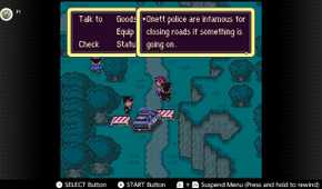 Screenshot of the player's village in Earthbound for the SNES captured on the Nintendo Switch Online app