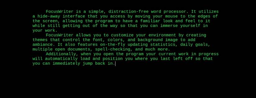 Focus Writer text with retro background