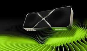 render of rtx 5080 gpu on a green background