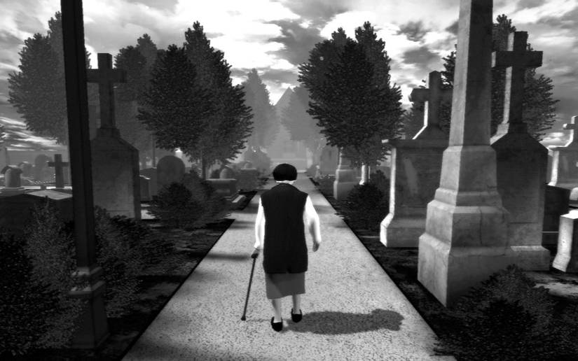 A screenshot from the game The Graveyard