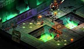 A ruined room with pits