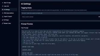 Hoader app AI settings