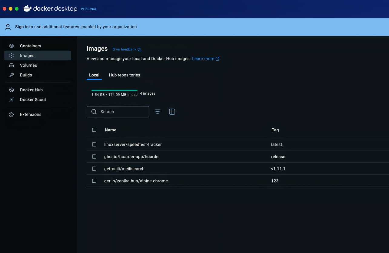 Hoarder app container in Docker