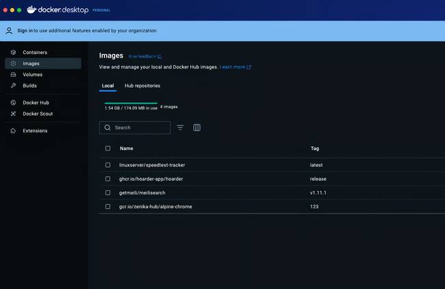 Hoarder app container in Docker