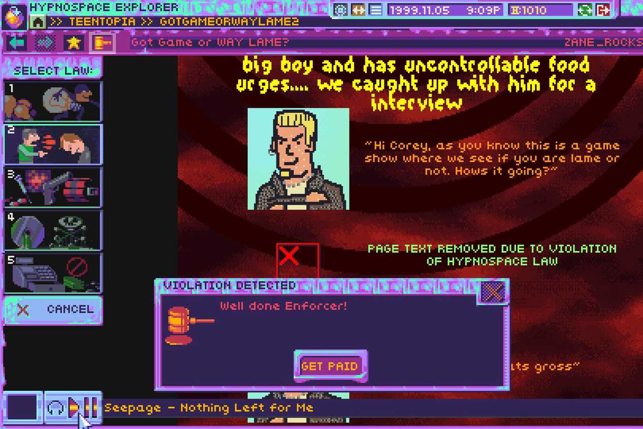 Screenshot from the game Hypnospace Outlaw