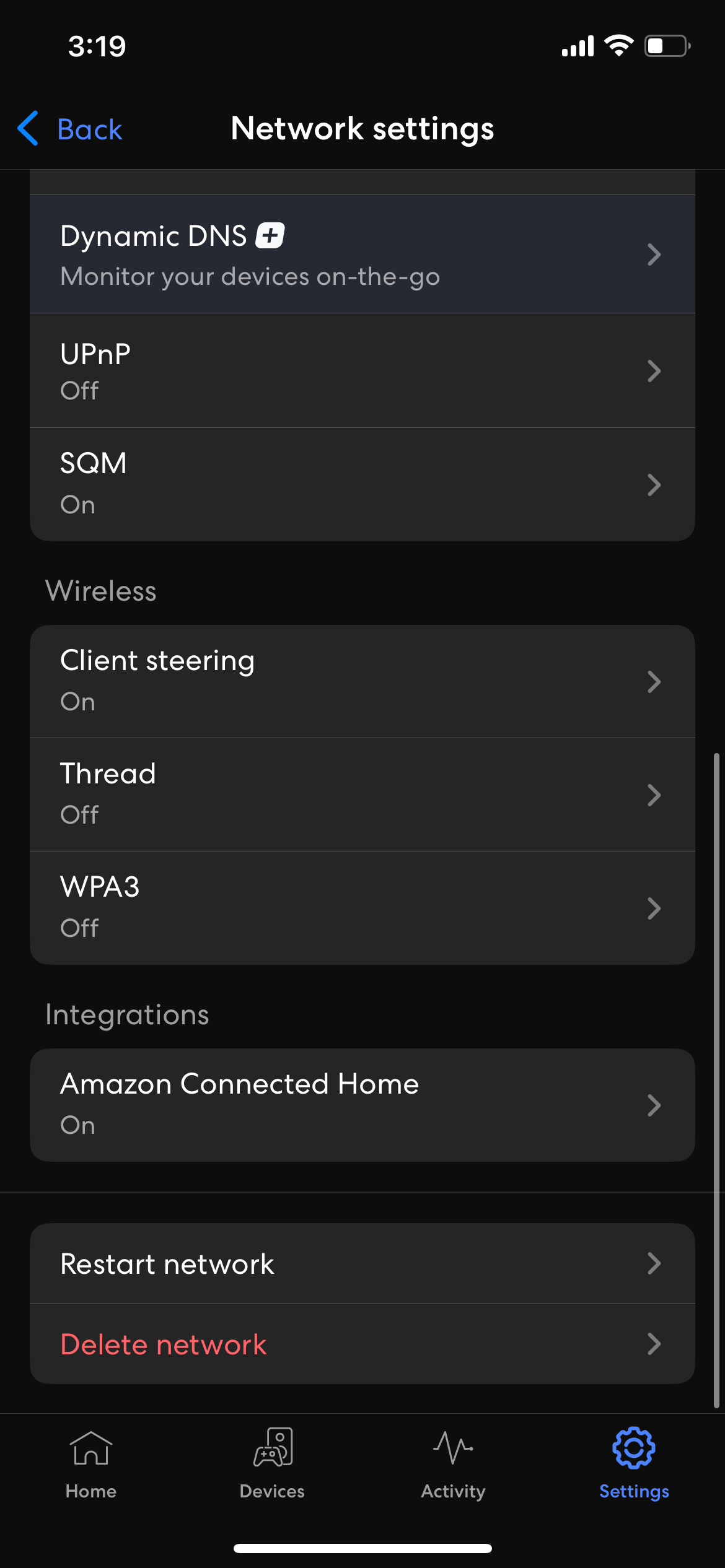 A screenshot of the Client Steering option in Eero settings. 