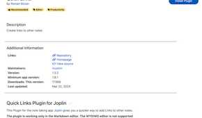 Joplin quick links plugin