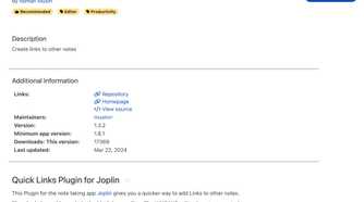 Joplin quick links plugin