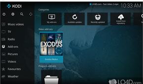 Screenshot showing kodi media center