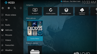 Screenshot showing kodi media center