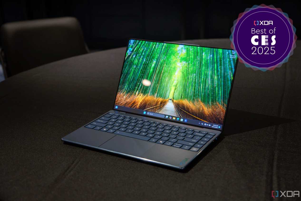 Angled front view of the Lenovo Yoga Slim 9i