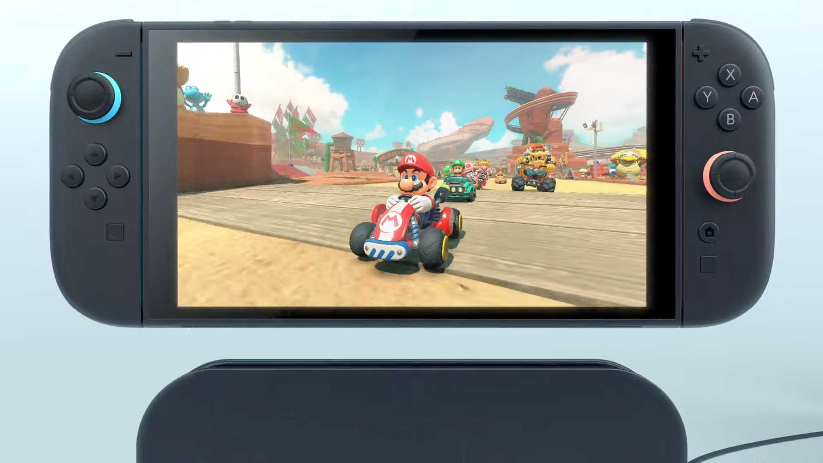 A Nintendo Switch 2 running an untitled Mario Kart game