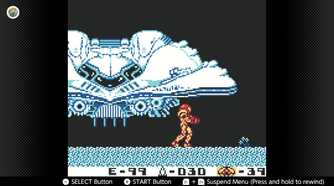 Screenshot of Metroid II for the Game Boy played with the Game Boy Color filter on Nintendo Switch online