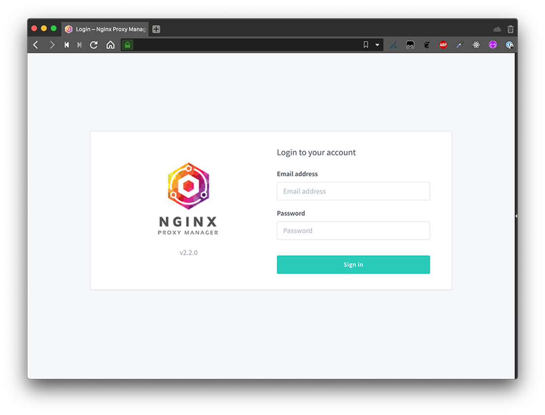 nginx proxy manager login screen