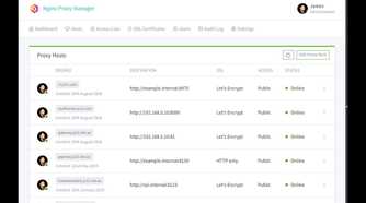 nginx proxy manager proxy hosts page