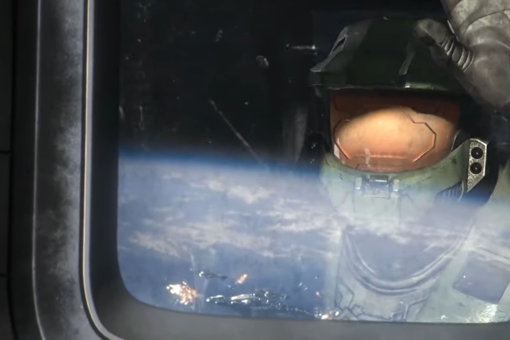 Master Chief Collection Master Chief peering out spaceship window