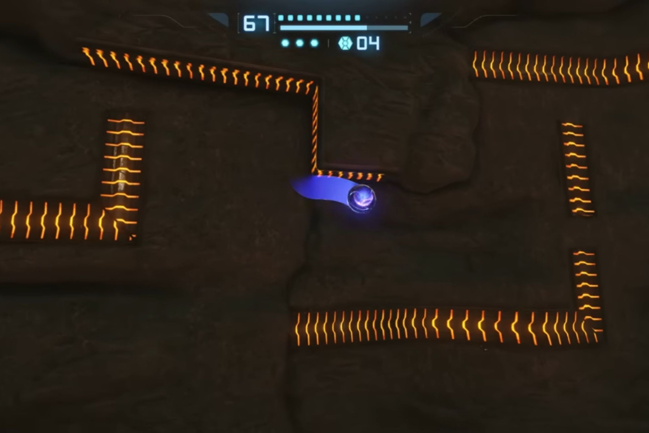 Metroid Prime Remastered Samus curled up in ball on wall