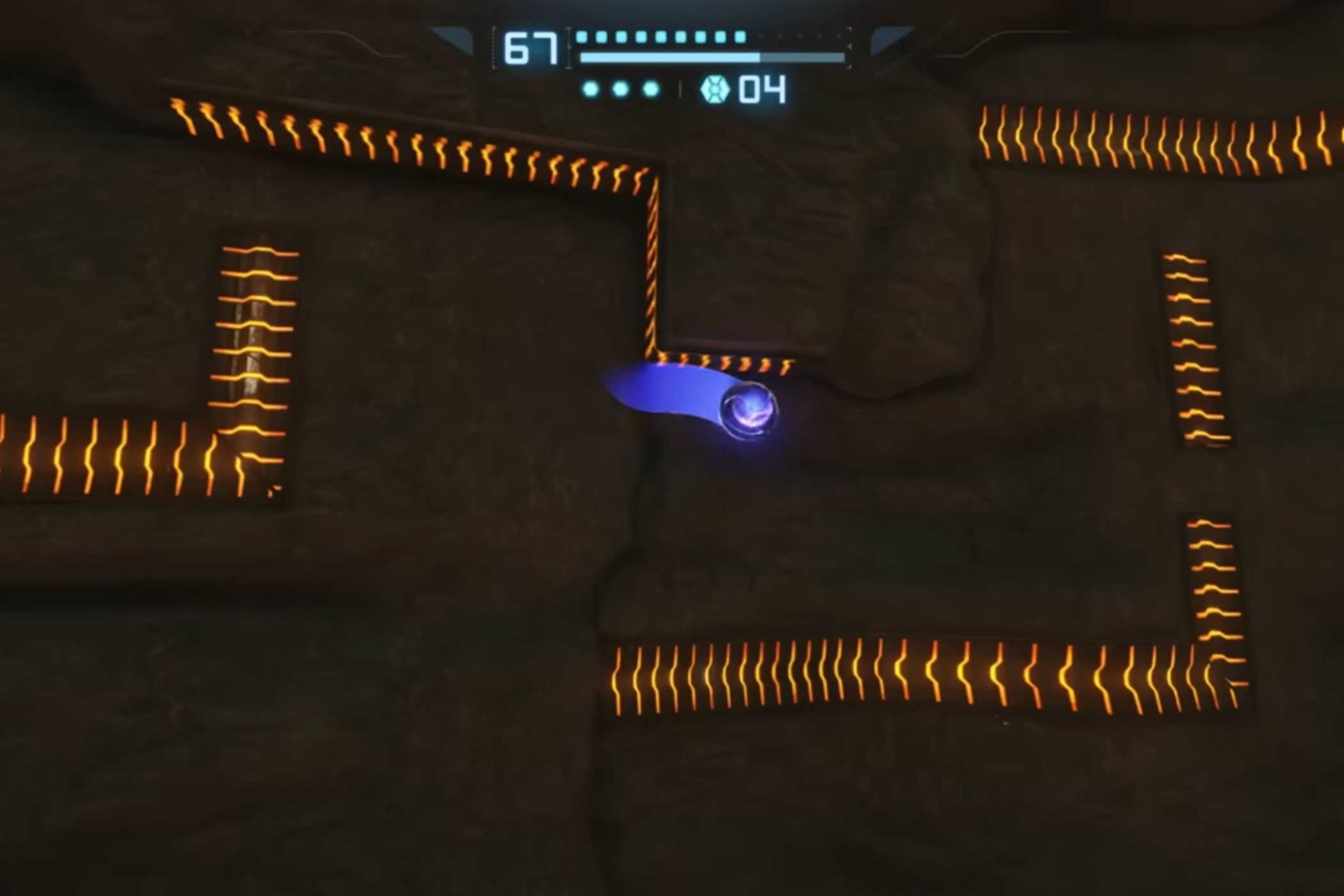 Metroid Prime Remastered Samus curled up in ball on wall
