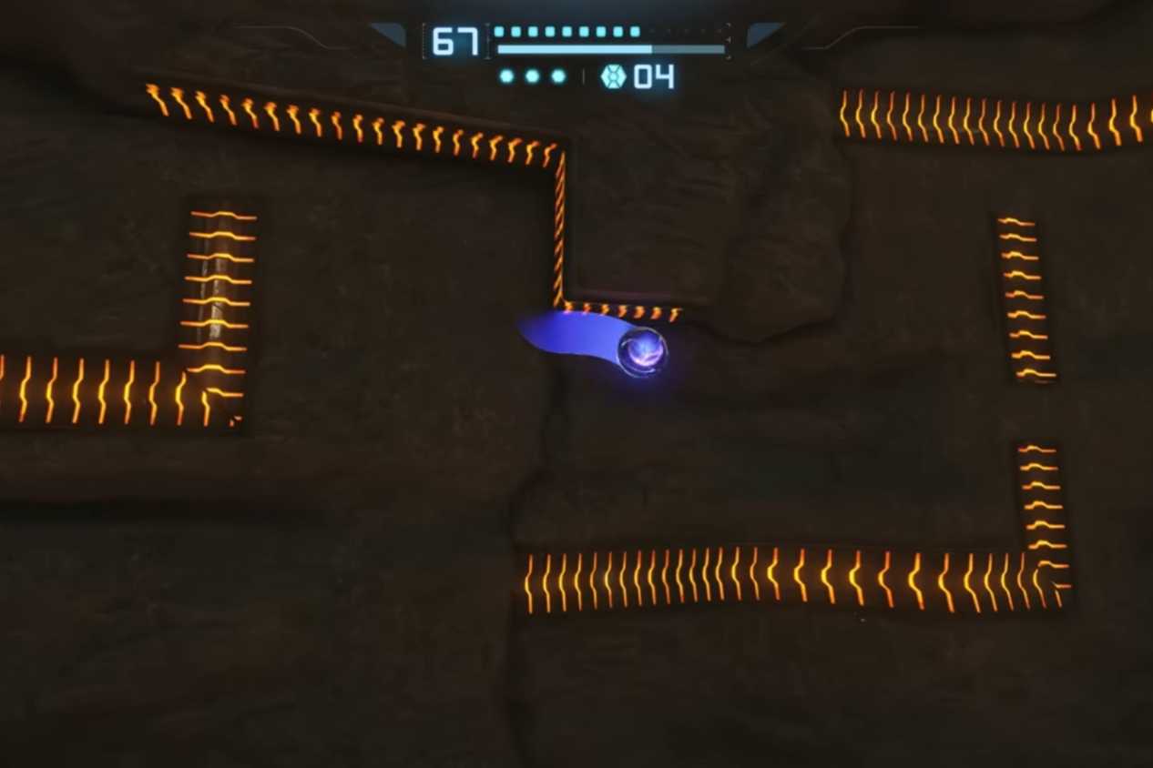 Metroid Prime Remastered Samus curled up in ball on wall