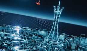 Pokémon Legends Z-A wire frame model of Lumiose City with bird flying